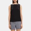 Women Theory Outlet | Boatneck Shell Top In Linen-Blend