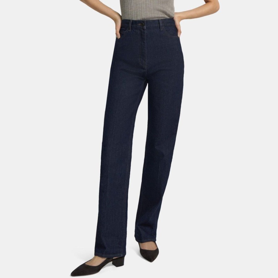 Women Theory Outlet | High-Waisted 5-Pocket Jean In Washed Denim Indigo