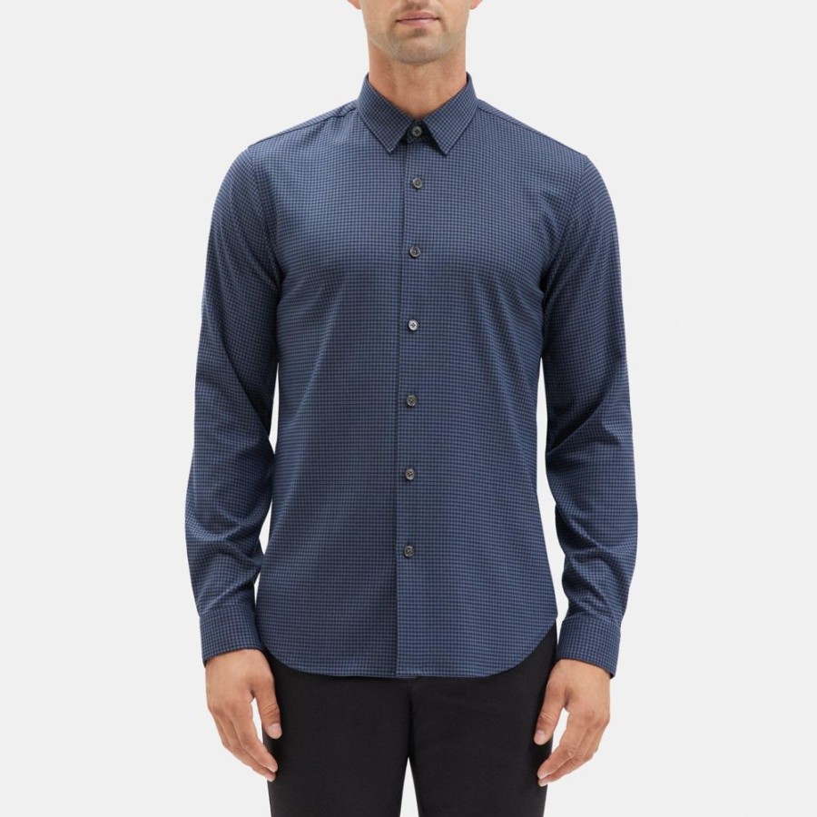 Men Theory Outlet | Long-Sleeve Shirt In Flannel Air Force/Eclipse