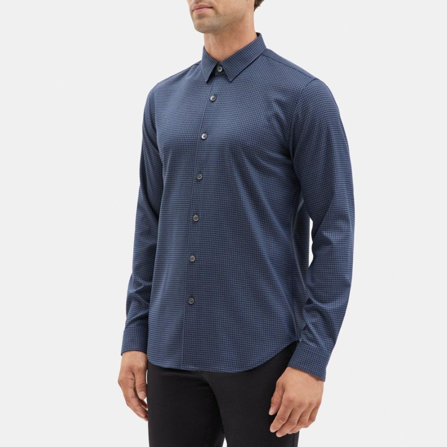 Men Theory Outlet | Long-Sleeve Shirt In Flannel Air Force/Eclipse