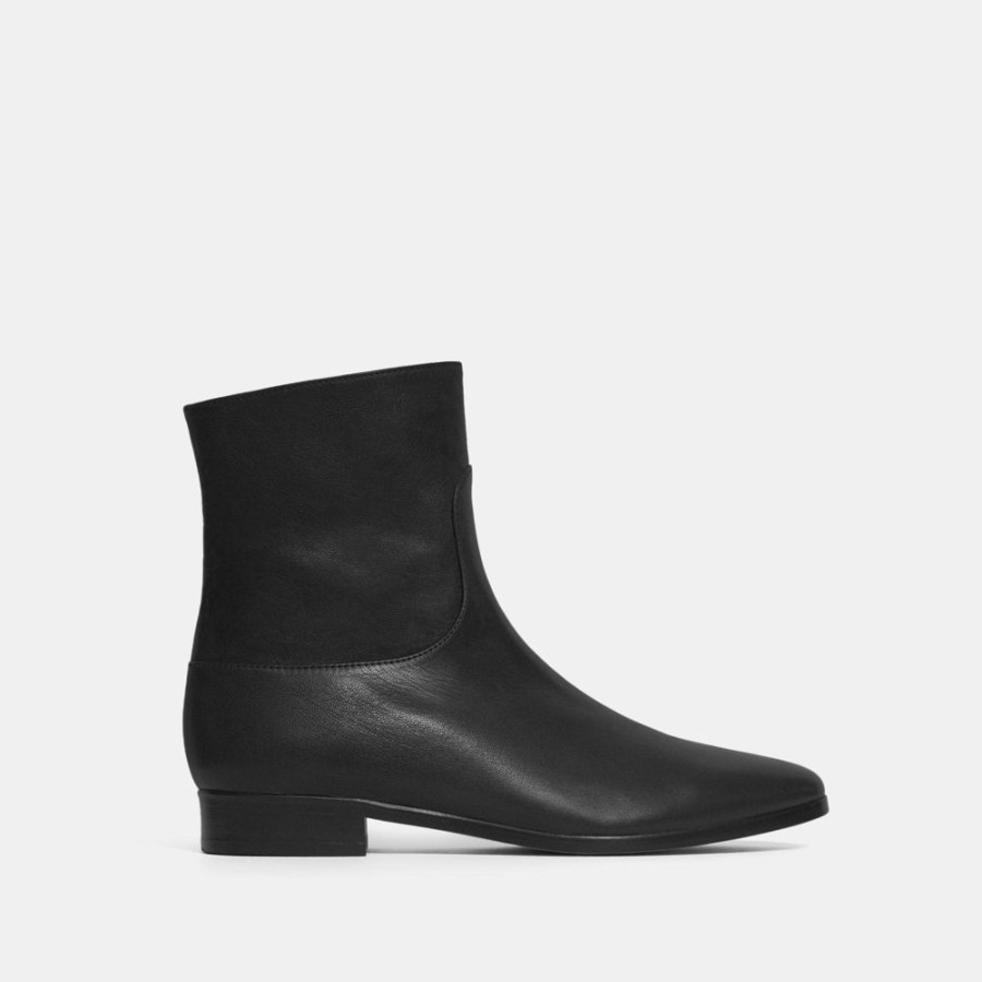 Women Theory Outlet | Ankle Bootie In Leather Black