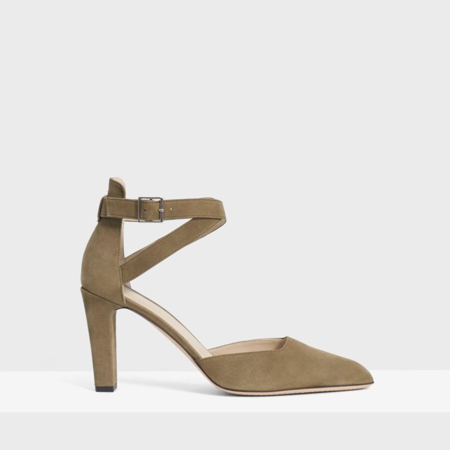 Women Theory Outlet | Ankle Wrap Heel In Nubuck Dark Sprig