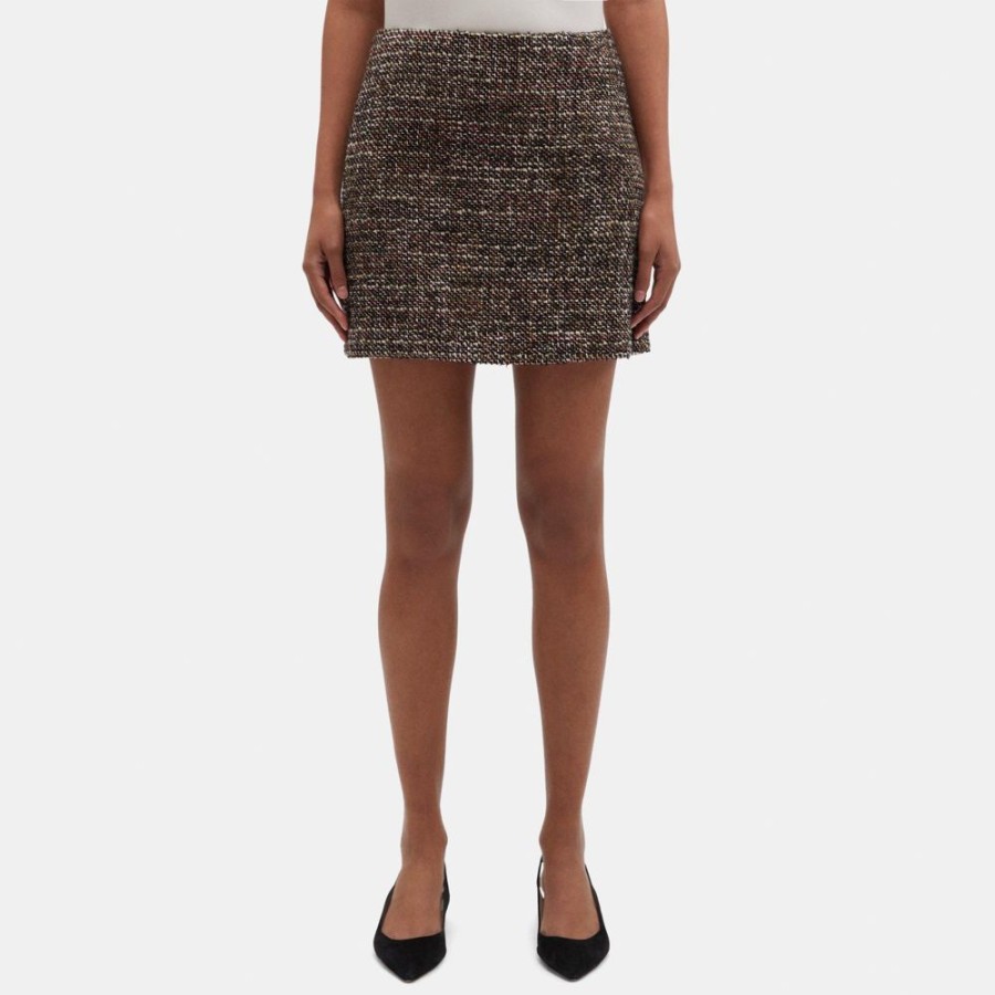 Women Theory Outlet | Mini Skirt In Tweed Green Multi