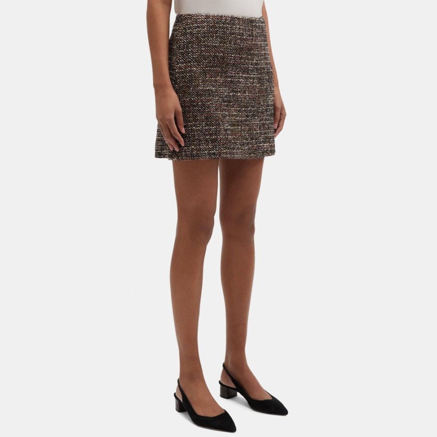 Women Theory Outlet | Mini Skirt In Tweed Green Multi