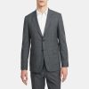 Men Theory Outlet | Structured Blazer In Glen Plaid Wool Charcoal Multi