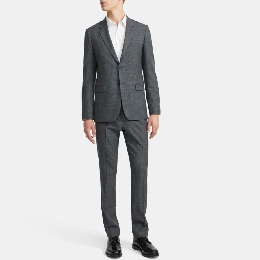 Men Theory Outlet | Structured Blazer In Glen Plaid Wool Charcoal Multi