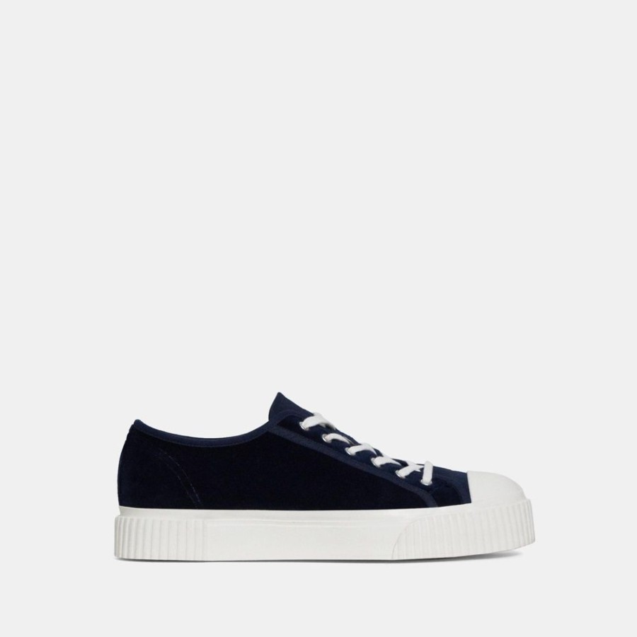 Men Theory Outlet | Low-Top Velvet Sneaker Midnight