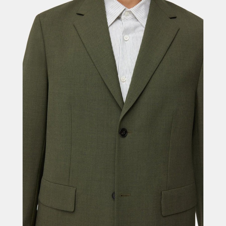 Men Theory Outlet | Blazer In Wool Blend Twill Olive Branch Mel