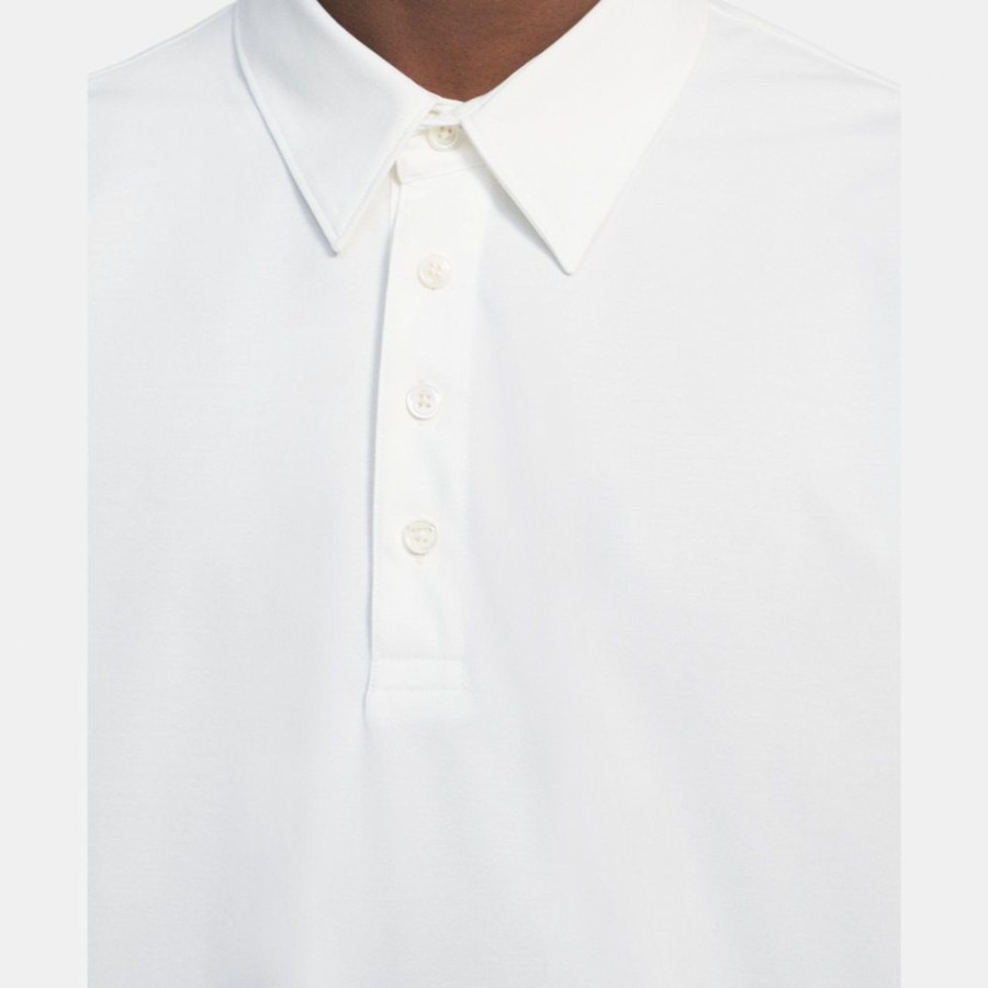 Men Theory Outlet | Long-Sleeve Polo In Structure Knit White