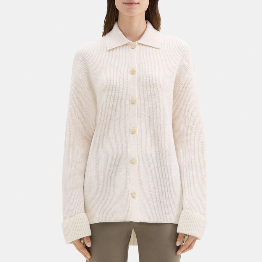 Women Theory Outlet | Polo Cardigan In Wool-Cashmere