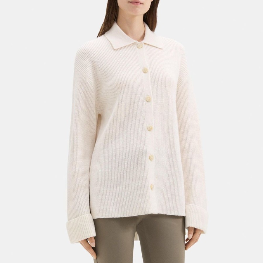 Women Theory Outlet | Polo Cardigan In Wool-Cashmere