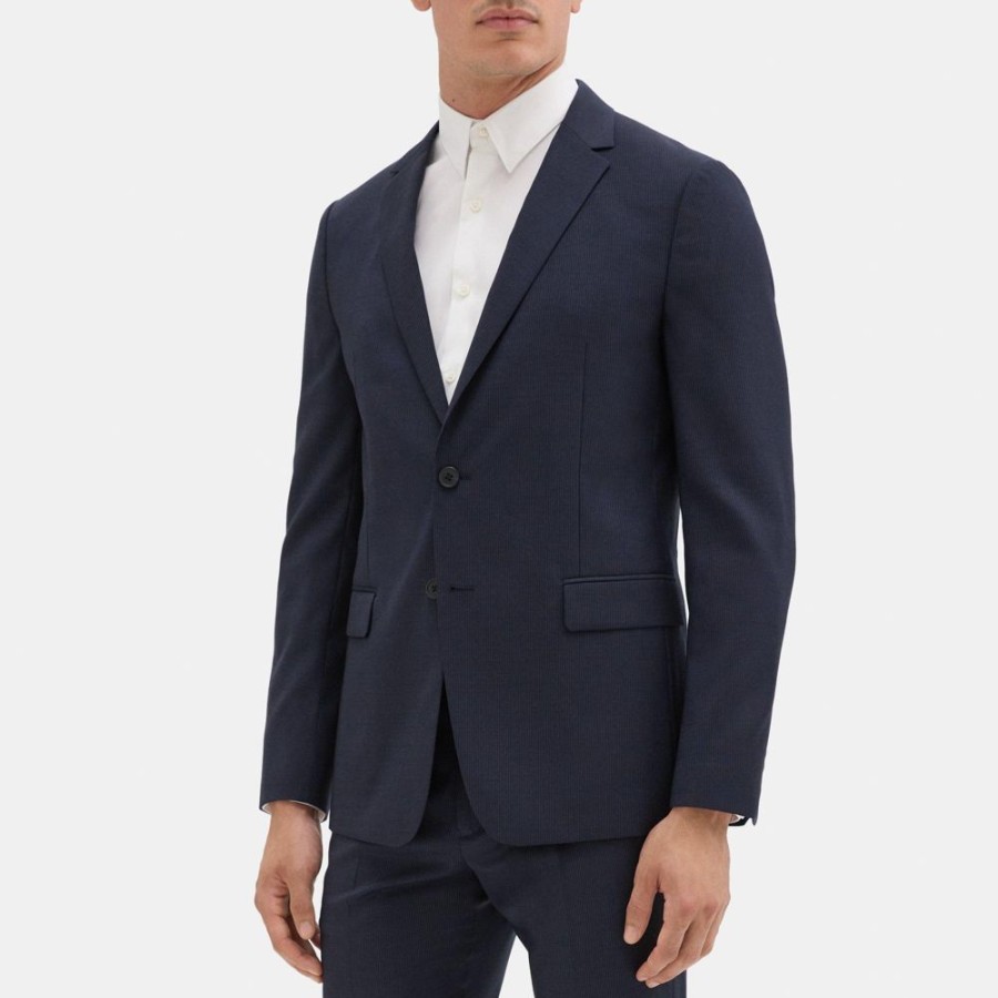 Men Theory Outlet | Unstructured Suit Jacket In Pinstripe Wool Eclipse Multi