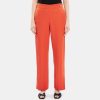 Women Theory Outlet | Straight Pull-On Pant In Linen-Blend Dark Coral