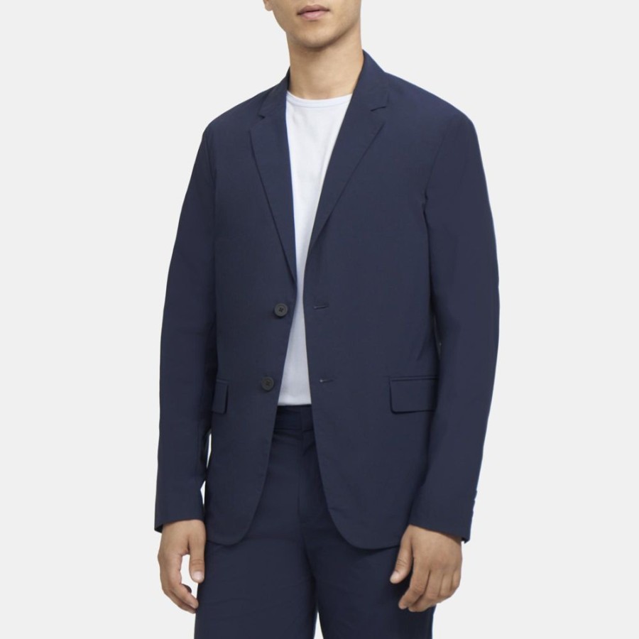 Men Theory Outlet | Relaxed-Fit Blazer In Cotton Blend Dark Navy