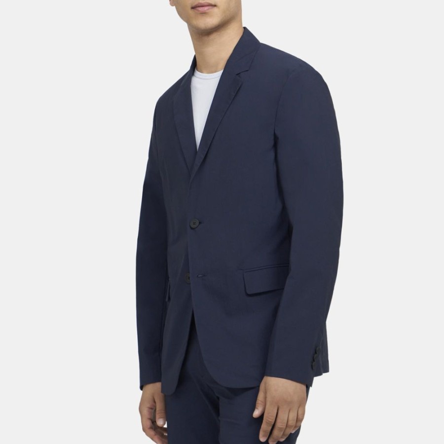 Men Theory Outlet | Relaxed-Fit Blazer In Cotton Blend Dark Navy