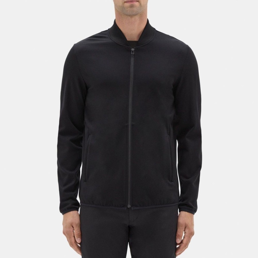 Men Theory Outlet | Bomber Jacket In Stretch Tech Knit Black