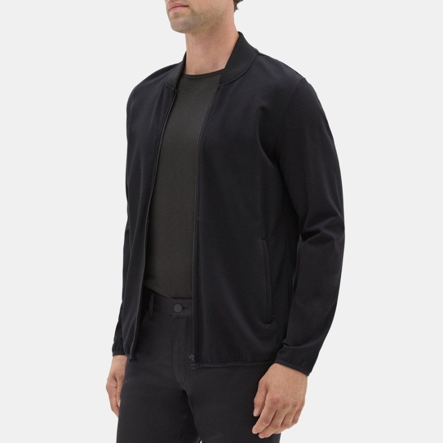 Men Theory Outlet | Bomber Jacket In Stretch Tech Knit Black