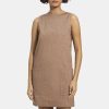 Women Theory Outlet | Sleeveless Shift Dress In Linen Blend Melange Bronze