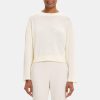 Women Theory Outlet | Button-Back Sweater In Wool-Linen White