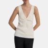 Women Theory Outlet | Twisted Tank Top In Cotton Blend Ivory