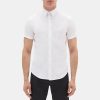 Men Theory Outlet | Tailored Short-Sleeve Shirt In Stretch Cotton White