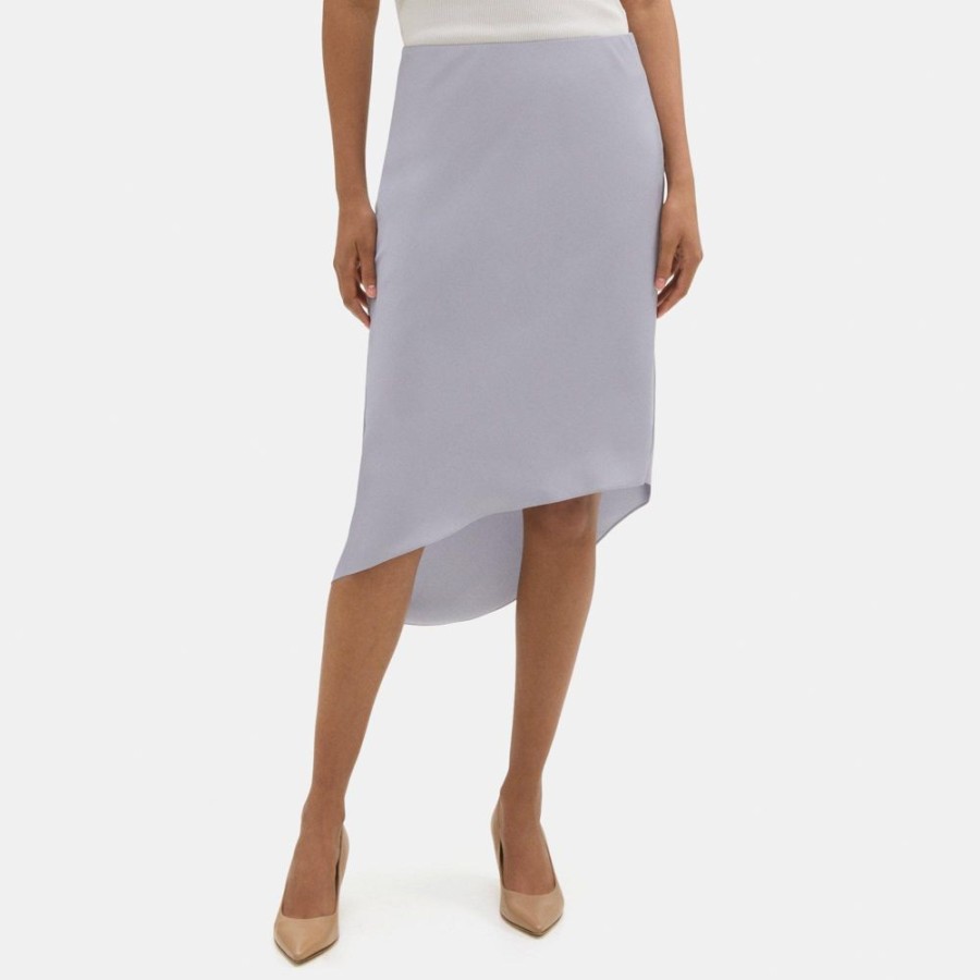 Women Theory Outlet | Asymmetrical Slip Skirt In Silk Georgette Stork