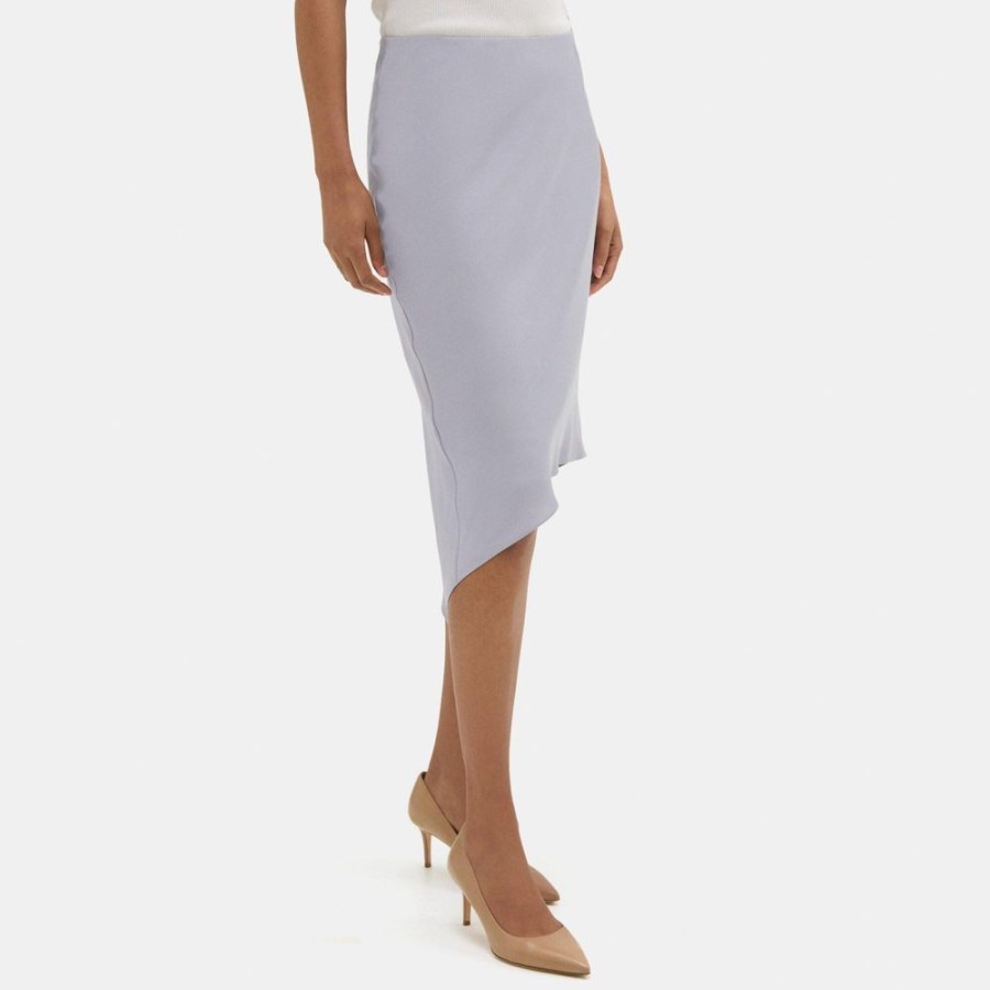 Women Theory Outlet | Asymmetrical Slip Skirt In Silk Georgette Stork