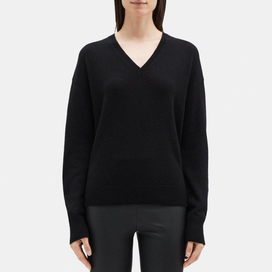 Women Theory Outlet | V-Neck Sweater In Cashmere Black