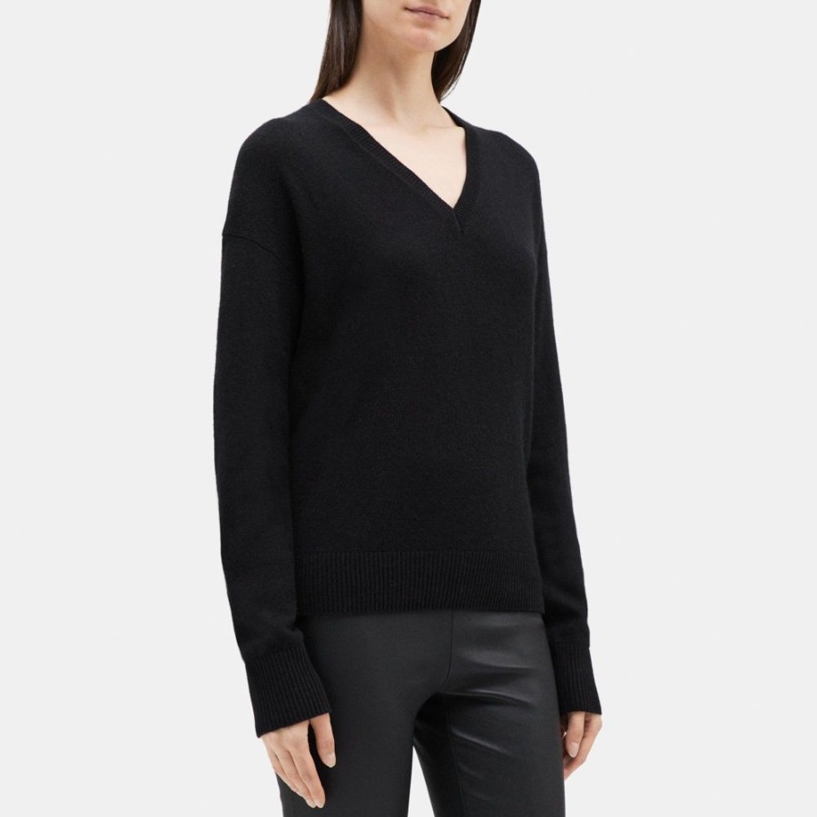 Women Theory Outlet | V-Neck Sweater In Cashmere Black