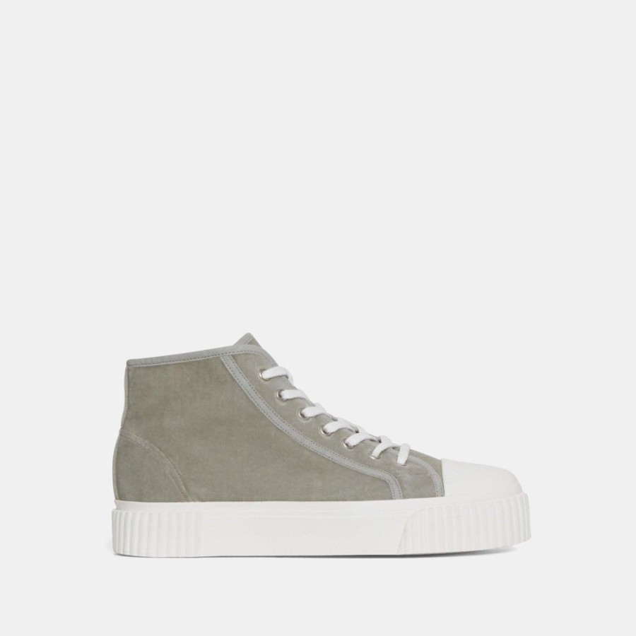 Women Theory Outlet | High-Top Velvet Sneaker Silver