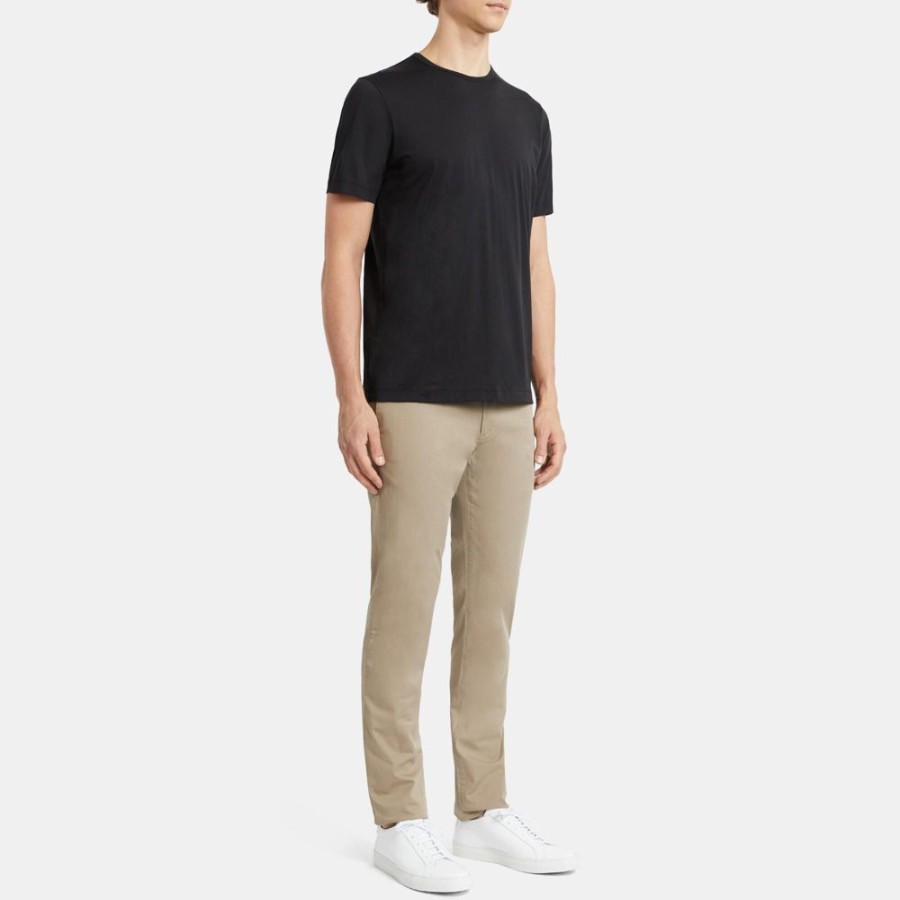 Men Theory Outlet | Short-Sleeve Crewneck Tee In Luxe Cotton Black