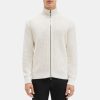 Men Theory Outlet | Full-Zip Sweater In Waffle Cotton-Cashmere White/Baltic