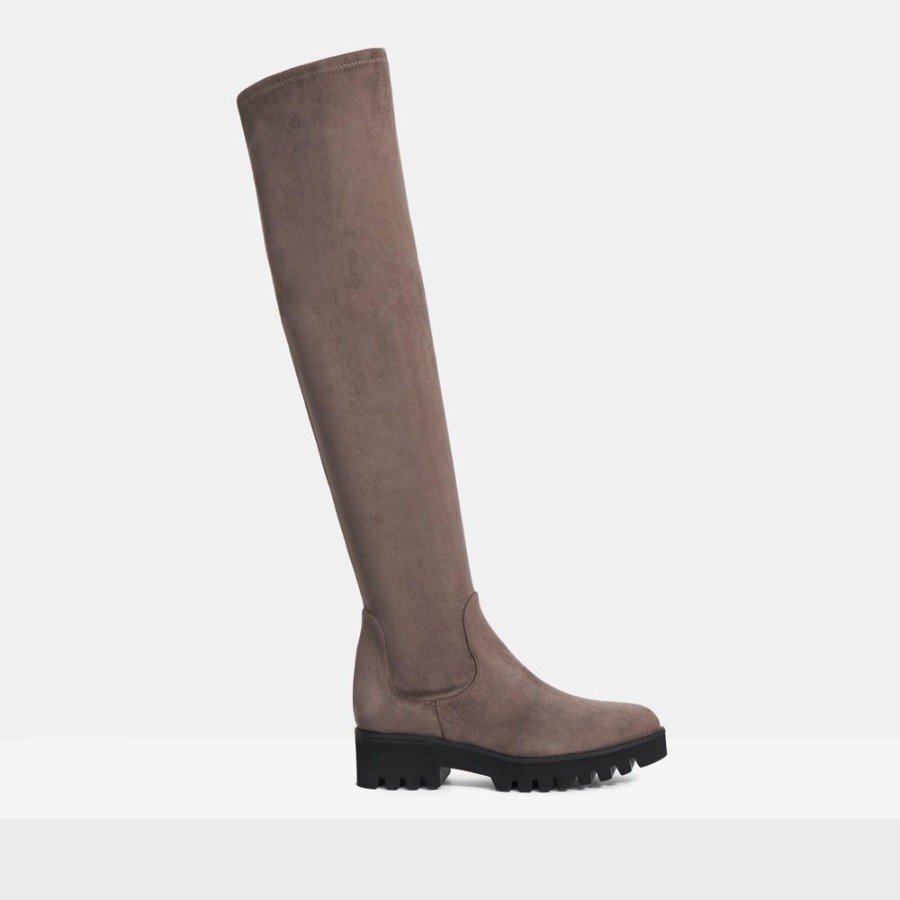 Women Theory Outlet | Over-The-Knee Boot In Faux Suede Mushroom