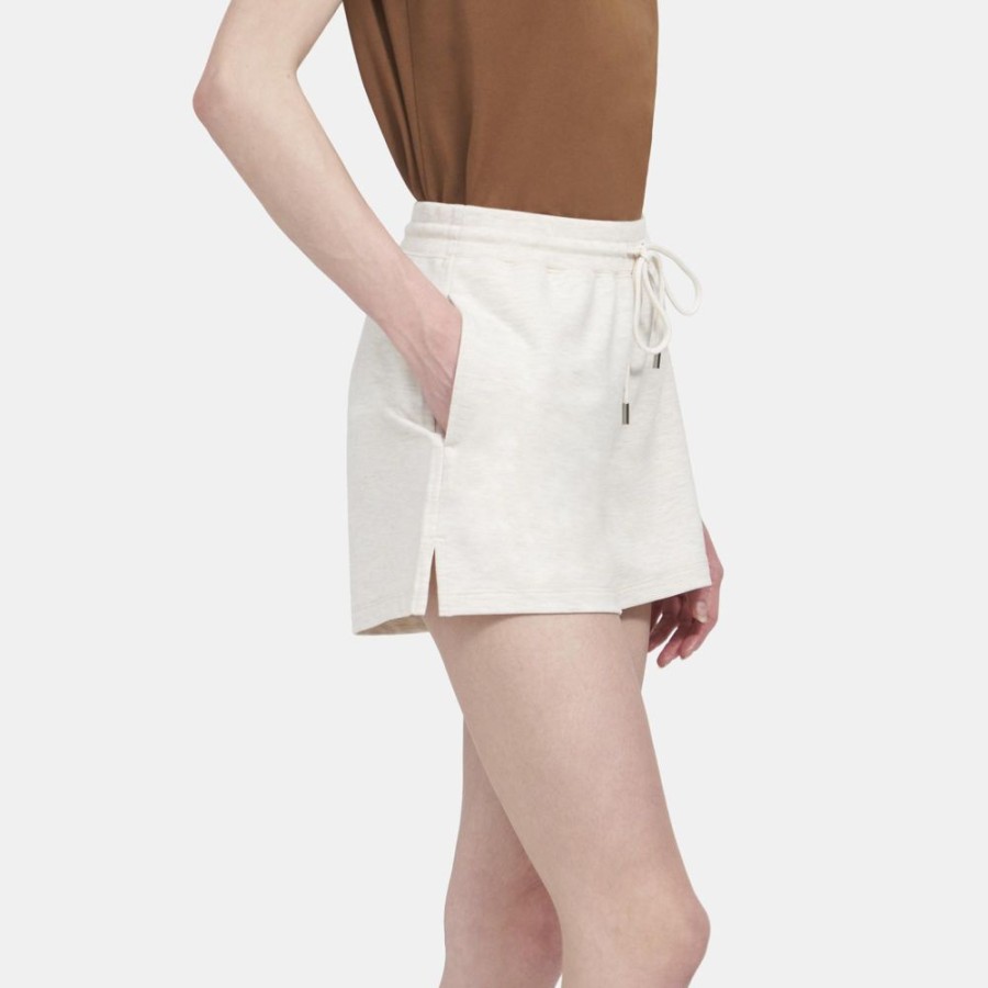 Women Theory Outlet | Clean Short In Modal Knit Ecru Heather