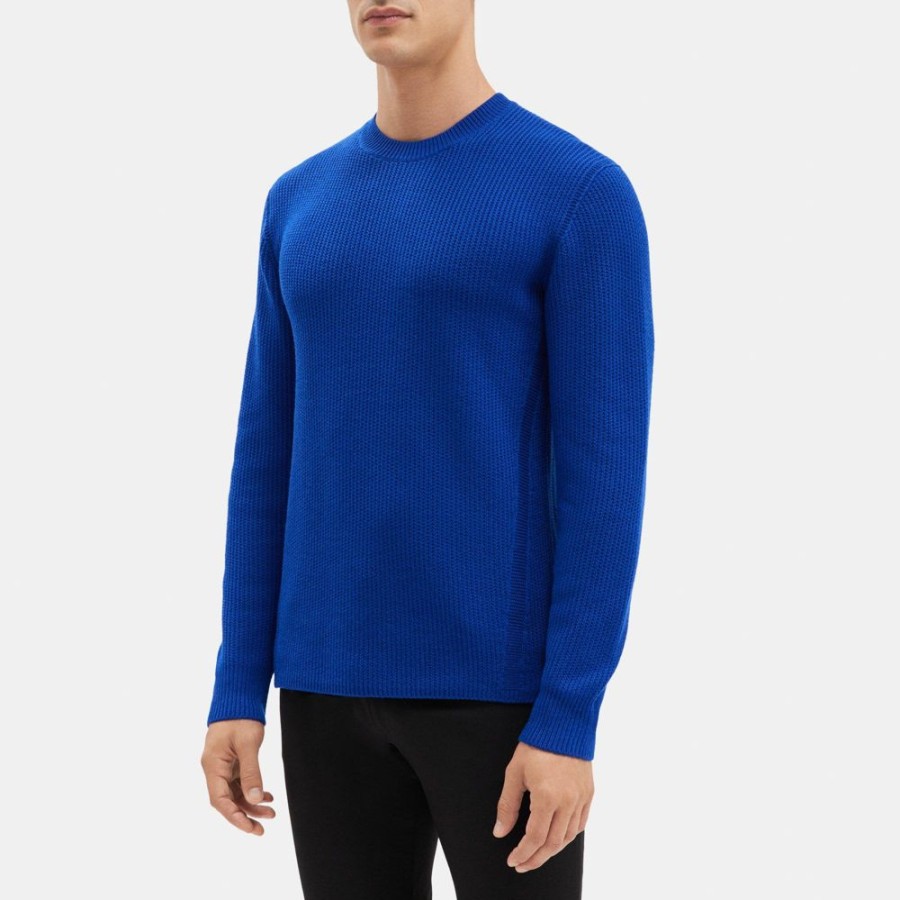 Men Theory Outlet | Crewneck Sweater In Merino Wool Klein Blue