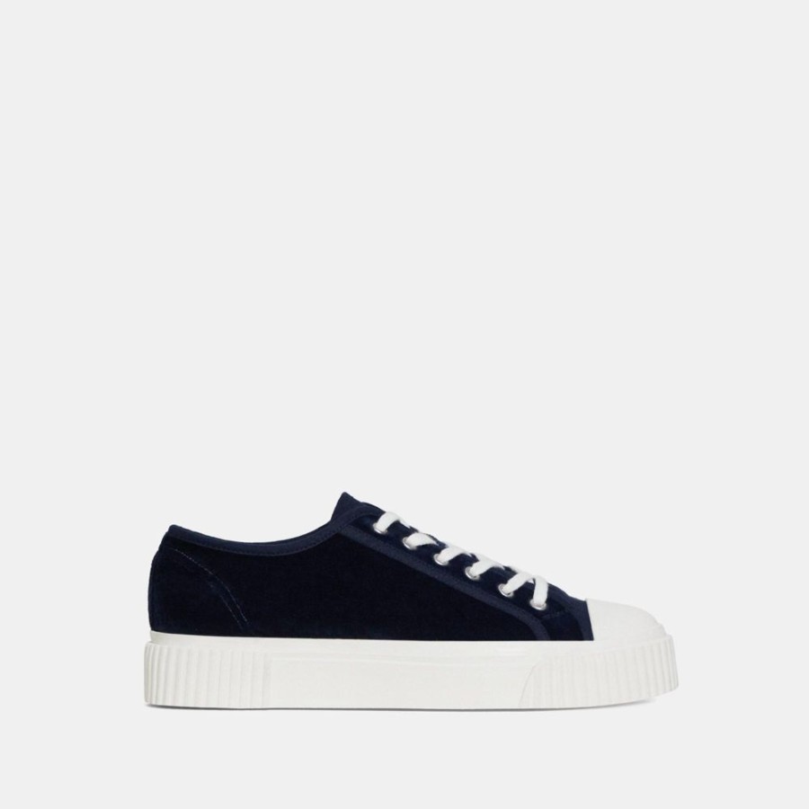 Women Theory Outlet | Low-Top Velvet Sneaker Midnight