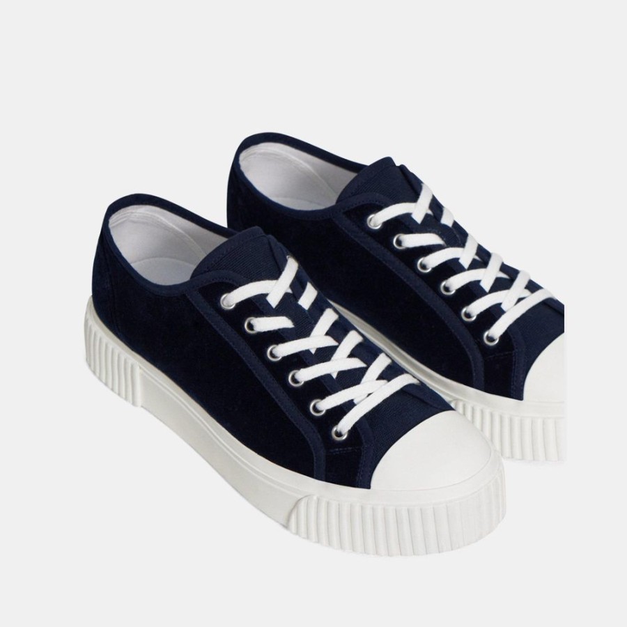 Women Theory Outlet | Low-Top Velvet Sneaker Midnight