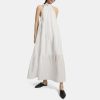 Women Theory Outlet | Tiered Halter Maxi Dress In Cotton Blend White