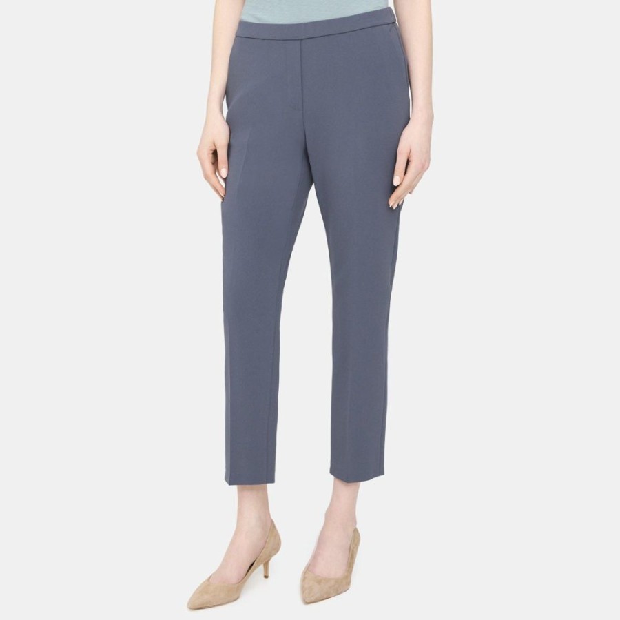 Women Theory Outlet | Slim Cropped Pull-On Pant In Crepe