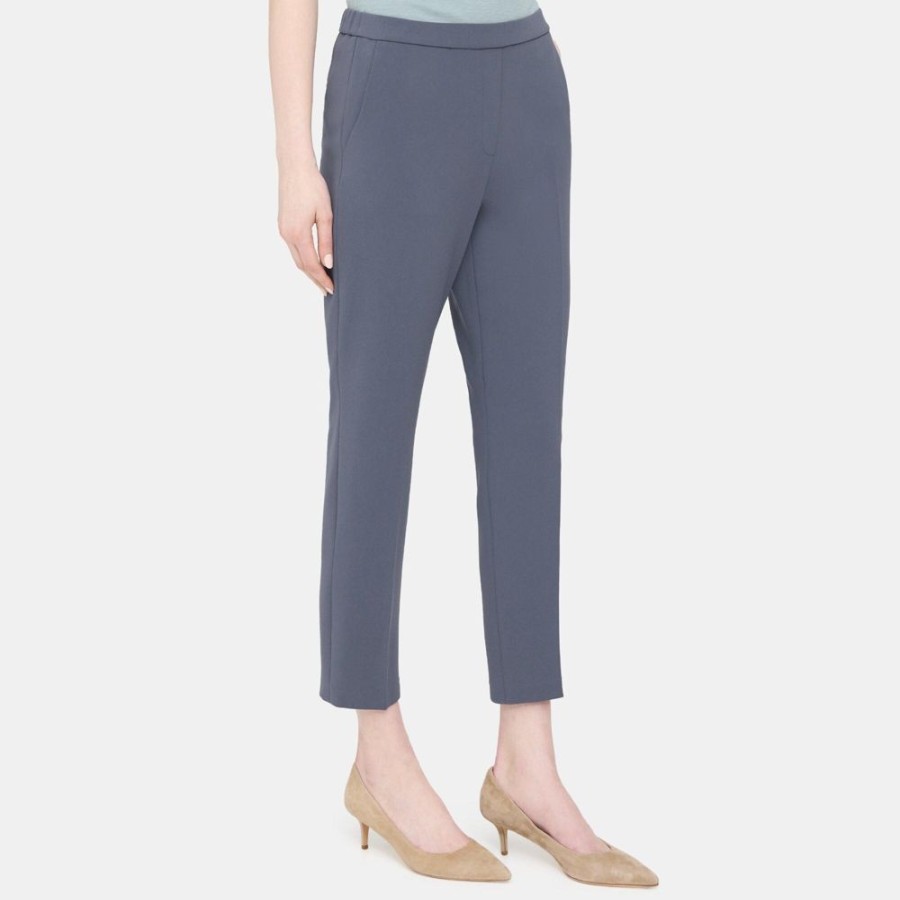 Women Theory Outlet | Slim Cropped Pull-On Pant In Crepe