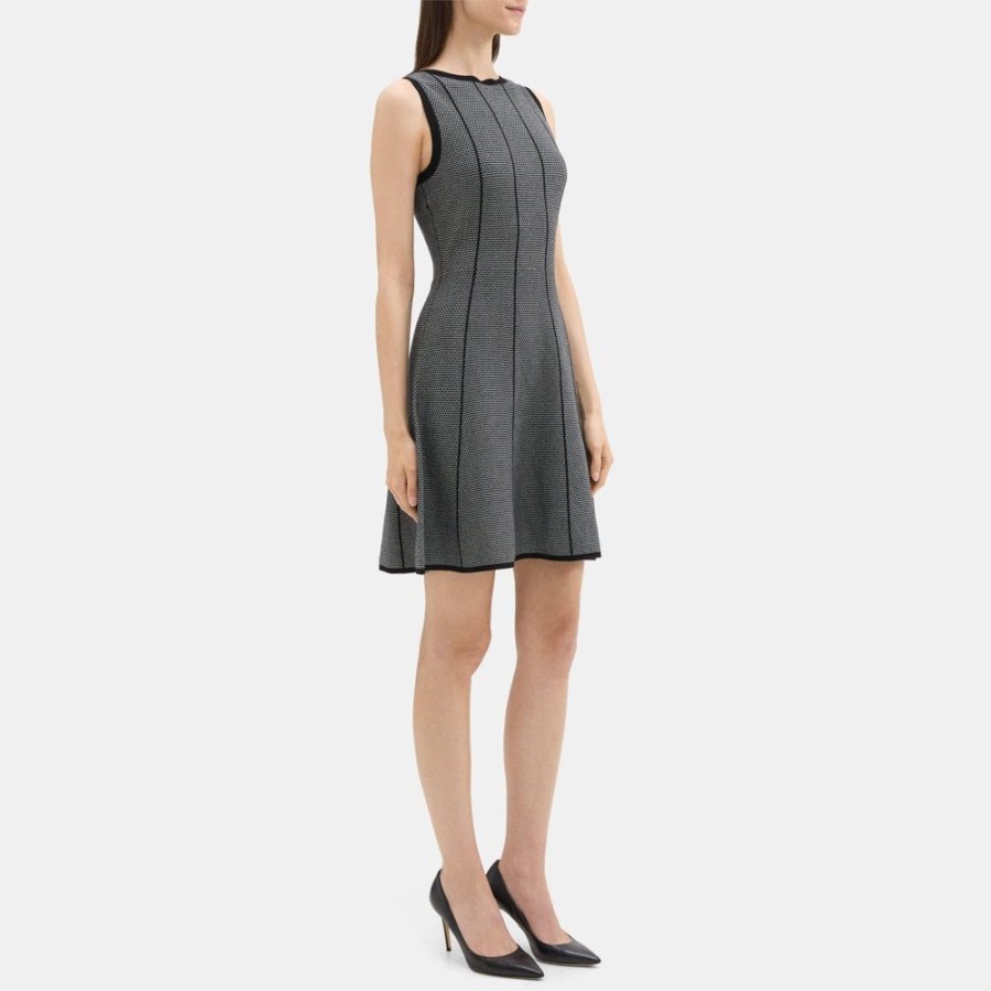 Women Theory Outlet | Flared Dress In Stretch Viscose Knit Black/White