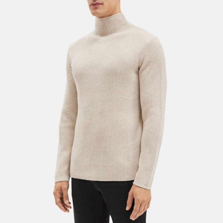 Men Theory Outlet | Ribbed Turtleneck In Wool-Cashmere Oyster