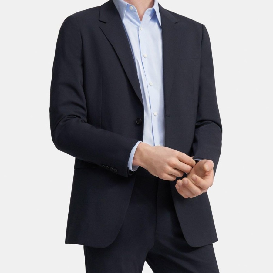 Men Theory Outlet | Structured Blazer In Stretch Wool Eclipse