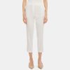 Women Theory Outlet | Slim Cropped Pull-On Pant In Linen-Blend Optic White