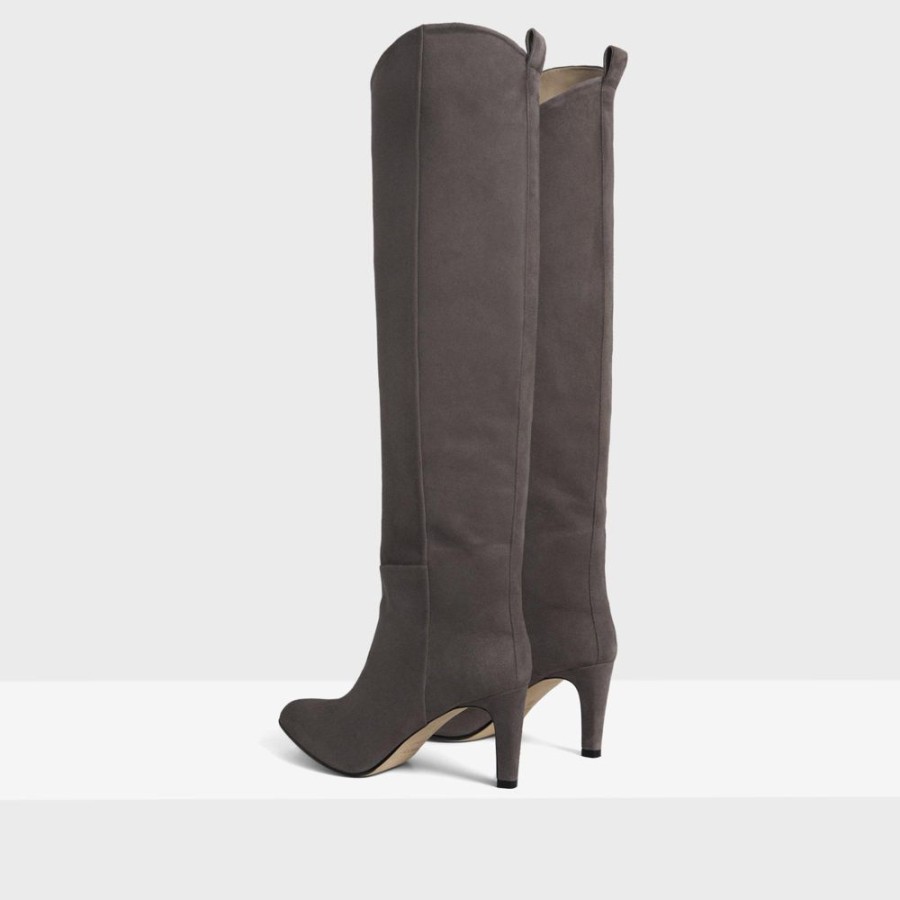 Women Theory Outlet | Tube Knee-High Boot In Suede Elm