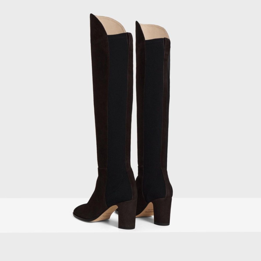 Women Theory Outlet | Knee-High Boot In Suede Ebony