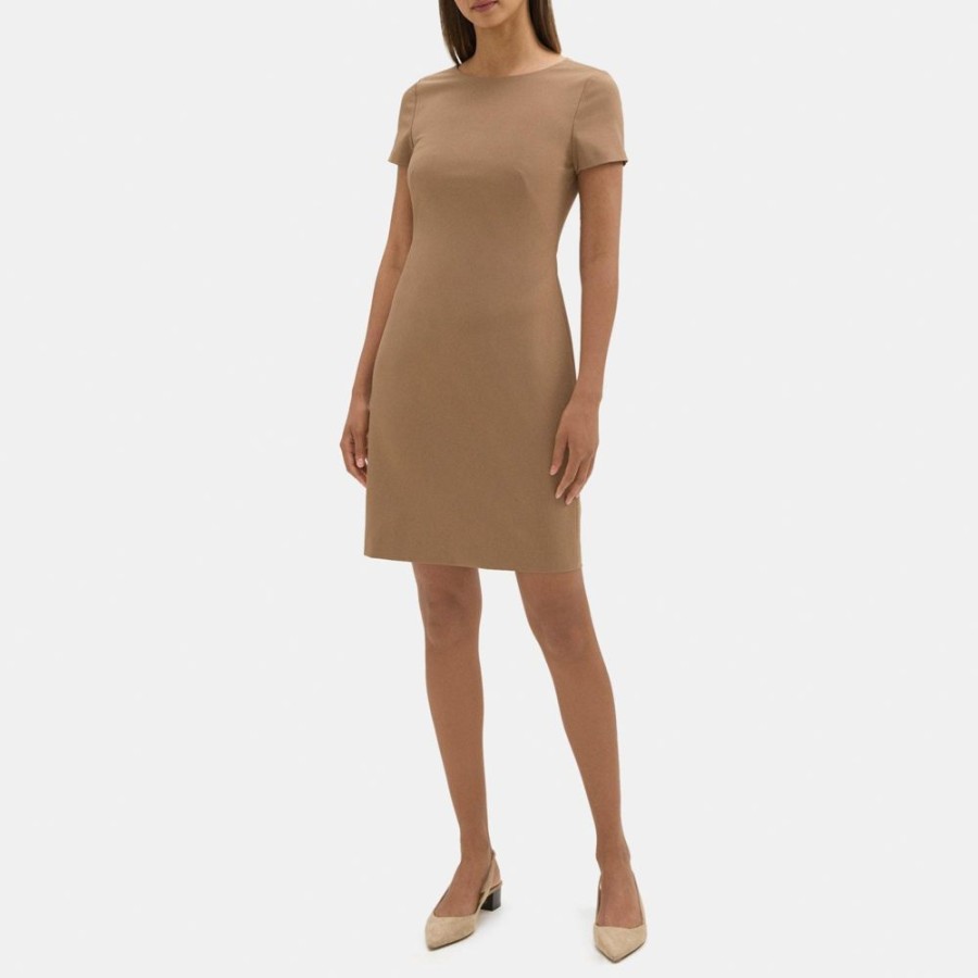 Women Theory Outlet | Sheath Dress In Sevona Stretch Wool Truffle