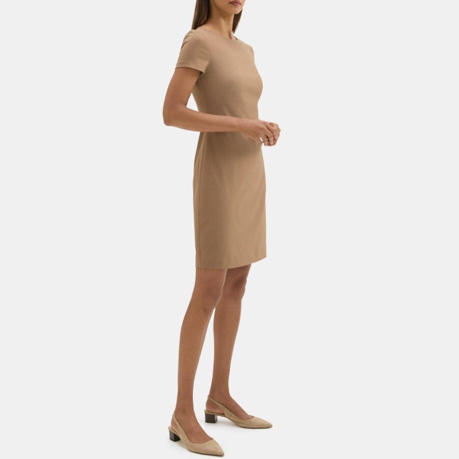 Women Theory Outlet | Sheath Dress In Sevona Stretch Wool Truffle