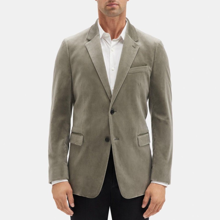 Men Theory Outlet | Structured Blazer In Stretch Velvet Light Grey