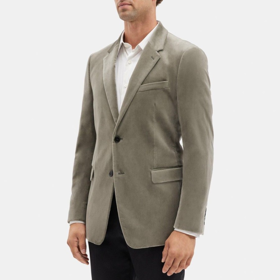 Men Theory Outlet | Structured Blazer In Stretch Velvet Light Grey